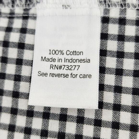 Croft & Barrow Black White Plaid Cotton Button Front Blouse Women's Size Medium - Picture 5 of 5